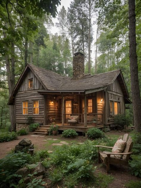 Unique Landscaping, Mountain Dream Homes, Woodland Retreat, How To Build A Log Cabin, Log Cabin Living, Patio Grande, Log Cabin Rustic, Permanent Vacation, Cabin Exterior