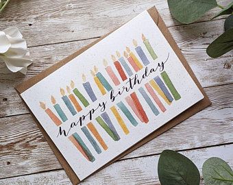 Watercolour Birthday Card, My Happy Birthday, Watercolor Candles, Colourful Watercolour, Birthday Candle Card, Happy Birthday Cards Diy, Watercolor Birthday Cards, Birthday Card Drawing, Happy Birthday Candles