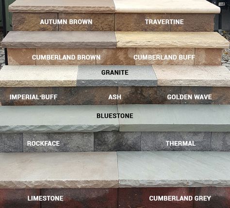 treads 3 Step Patio Stairs, Slabbed Front Door Step, Natural Stone Steps Front Door, Natural Stone Front Steps, Front Yard Walkway Ideas, Yard Walkway Ideas, Stair Update, Bullnose Stone Steps, Stone Stair Treads Outdoor