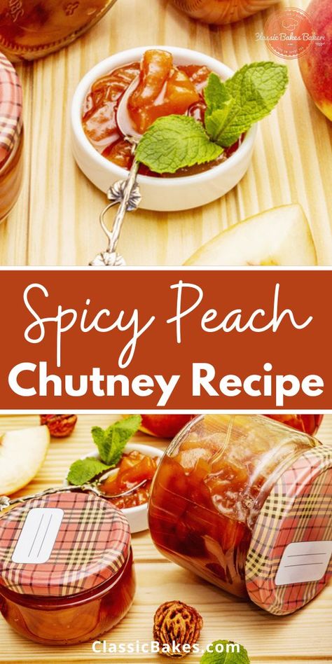 Peach Chutney Recipes, Savory Jam, Canning Peaches, Relish Recipes, Chutney Recipe, Baked Brie, Peach Recipe, Chutney Recipes, Jam Recipes