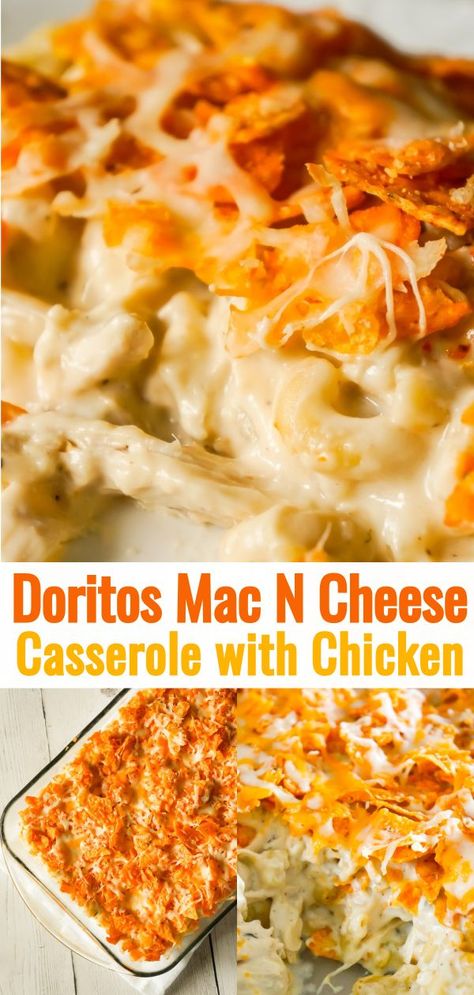 Doritos Mac And Cheese, Casserole With Chicken, Tartiflette Recipe, Mac And Cheese Casserole, Chicken And Cheese, Nacho Chips, Diner Recept, Cheesy Pasta, Easy Dinner Recipe