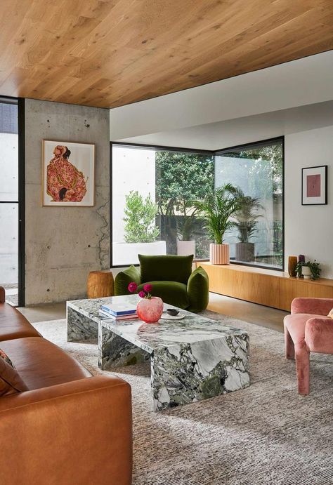 Concrete Home, Pierre Jeanneret, Eclectic Design, Architectural Digest, Interior Inspo, Large Windows, Interior Design Trends, Living Room Interior, Orange County