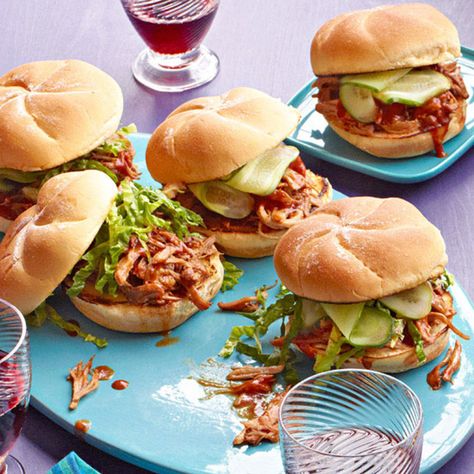 Pork Sandwich, Bbq Pulled Turkey, Pulled Turkey, Summer Slow Cooker Recipes, Pulled Pork Sandwiches, Pork Sandwiches, Tesco Real Food, Slow Cooker Bbq, Slow Cooker Dinner