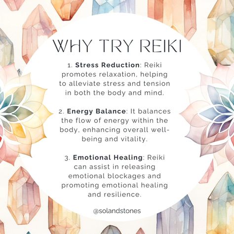 Dive into the transformative world of Reiki and unlock a realm of inner peace, vitality, and holistic healing. Here's why you should give it a try! ✨️ Stress Reduction: Reiki promotes relaxation, helping to alleviate stress and tension in both the body and mind. ✨️ Energy Balance: It balances the flow of energy within the body, enhancing overall well-being and vitality. ✨️ Emotional Healing: Reiki can assist in releasing emotional blockages and promoting emotional healing and resilience. ✨️... Self Healing Reiki, Energy Healing Techniques, Reiki Healing Pictures, Reiki Business Ideas, Reiki Aesthetic, Reiki Quotes, Reiki Business, Kundalini Reiki, Healing Chakras