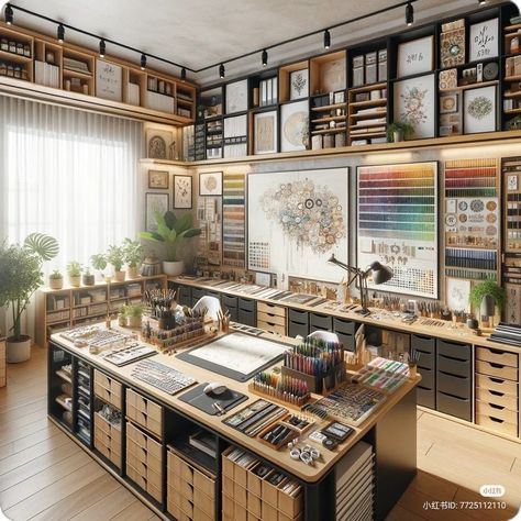 Dream Art Room, Design Studio Workspace, Art Studio Space, Art Studio Organization, Art Studio Room, Art Studio Design, Dream Craft Room, Craft Room Design, Art Studio At Home