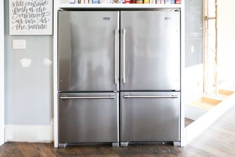 30"wd ea.- $1600 ea. 19 cu Ft. 33 dp. including handles (basically 30x30"). 60x60" both Kitchen With Two Fridges, 2 Refrigerators Side By Side In Kitchen, Two Fridges In Kitchen, 2 Fridges Side By Side, Two Refrigerators Side By Side, 2 Refrigerators In Kitchen, 2 Refrigerators Side By Side, Two Fridges Side By Side, Two Refrigerators In Kitchen