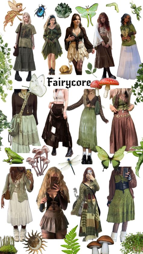 Fairy fashion fairycore outfit fairy grunge aesthetic butterfly fairy mushroom Luna moth plants goblin magic Garden Fairy Core Outfits, Mother Nature Aesthetic Outfits, Modern Fairycore Outfits, Clothes Nature Aesthetic, Simple Fairy Core Outfits, Fairy Core Clothes Grunge, Indie Fairy Outfits, Forest Fairy Core Outfits, Earthy Fantasy Outfits