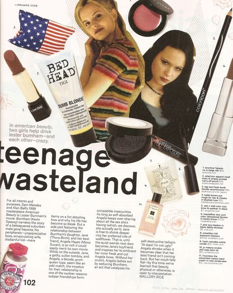 Nylon Magazine Private Icon - inspired by Thora Birch and Mena Suvari as Jane Burnham and Angela Hayes in American Beauty Y2k Magazine, 2000s Magazines, Thora Birch, Mena Suvari, Teenage Wasteland, 잡지 레이아웃, Nylon Magazine, Sea Wallpaper, Teen Magazine