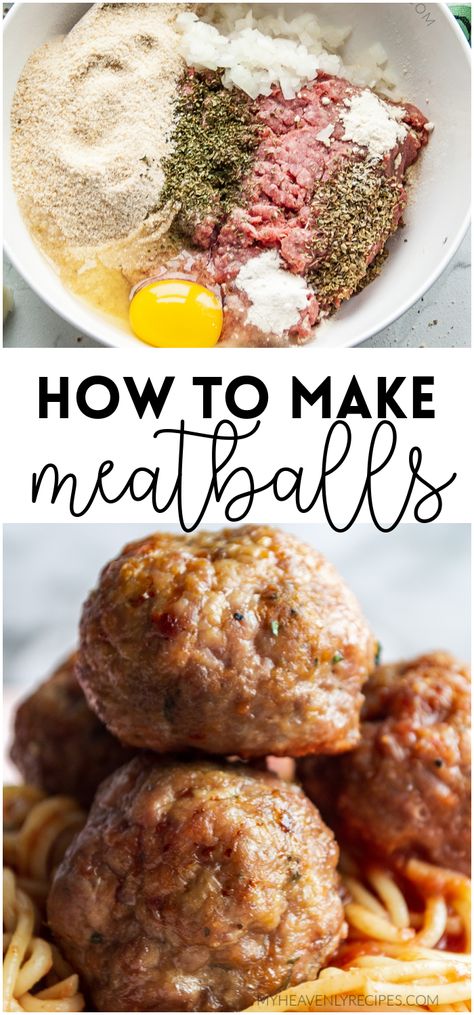 Essen, Spaghetti Easy Recipe, Meatballs In The Oven, Easy Homemade Meatballs, Meatballs Keto, Spaghetti Easy, Homemade Meatballs Recipe, Oven Baked Meatballs, Colombian Cuisine