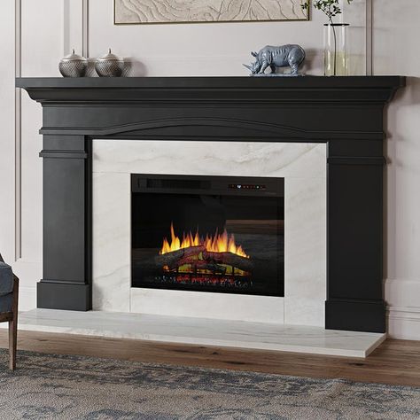 Corner Fireplace Mantels, Painted Fireplace Mantels, Black Fireplace Surround, Wood Fireplace Surrounds, Black Mantle, Fireplace Mantel Designs, Fireplace Mantel Surrounds, Classic Fireplace, Paint Fireplace