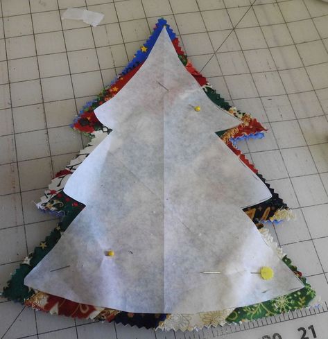 Fabric Christmas Trees, Using Scraps for a Rustic Look - SewWhatYvette Stuffed Christmas Tree Decorations, Fabric Sewn Christmas Trees, Christmas Fabric Ornaments Free Pattern, Quilted Fabric Christmas Trees, Christmas Tree Ornaments To Sew, Fabric Stuffed Christmas Tree, Xmas Fabric Crafts, Fabric Scrap Christmas Tree, Cloth Christmas Trees Free Pattern