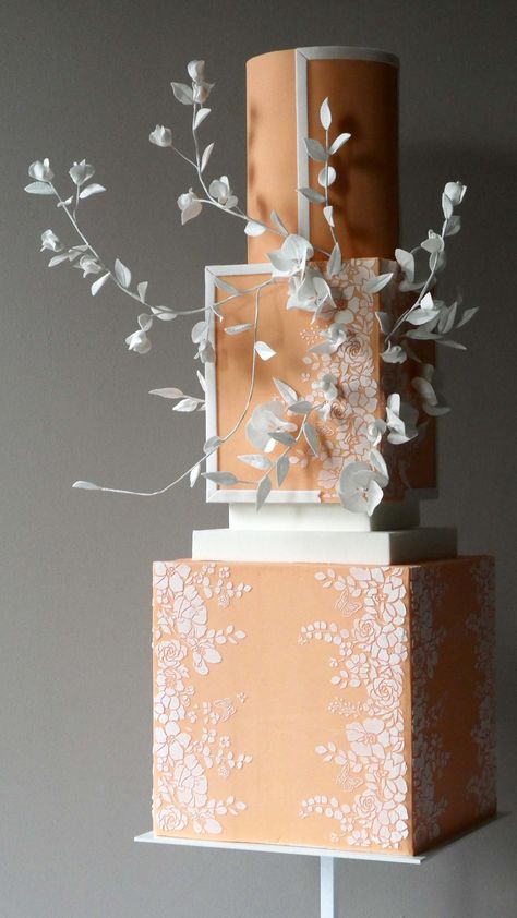 Enrique Rojas - Contemporary Wedding Cake Design (@havesomecakeuk) • Instagram photos and videos Contemporary Wedding Cake, Wedding Cake Peach, Contemporary Wedding Cakes, Unique Cakes Designs, Pantone Colour Of The Year, Wedding Cake Design, Beautiful Cake Designs, Luxury Cake, Cupcake Cake Designs