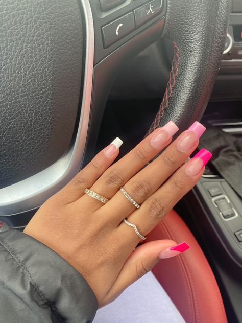 Pink French Nails, Nail Piercing, Acrylic Nails Coffin Short, Girls Nails, Acrylic Nails Coffin, French Tip Nails, Bubblegum Pink, Pretty Acrylic Nails, Wedding Nails