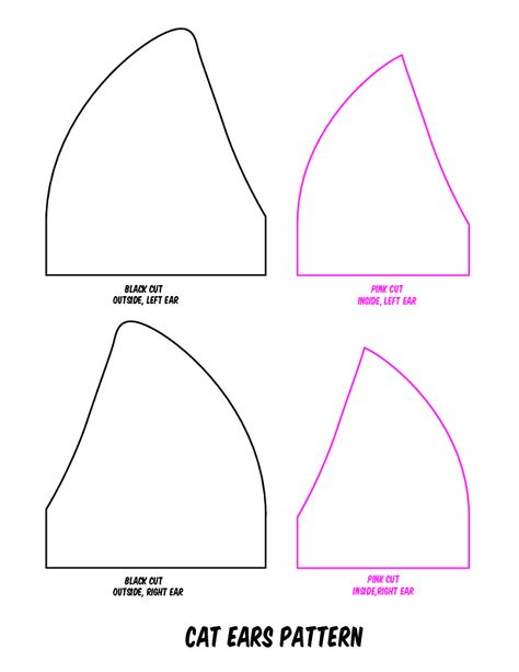 Printable Cat Ears Template Pig Ear Template, Ear Template, Diy Cat Ears, Diy Disney Ears, Pig Ears, Wolf Ears, Cosplay Tutorial, Diy Cat, Cosplay Diy