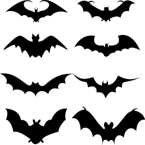 Vogel Silhouette, Bat Silhouette, Bat Tattoo, Diy Halloween Decor, Cricut Halloween, Halloween Window, Halloween Silhouettes, Silhouette Clip Art, Halloween Illustration