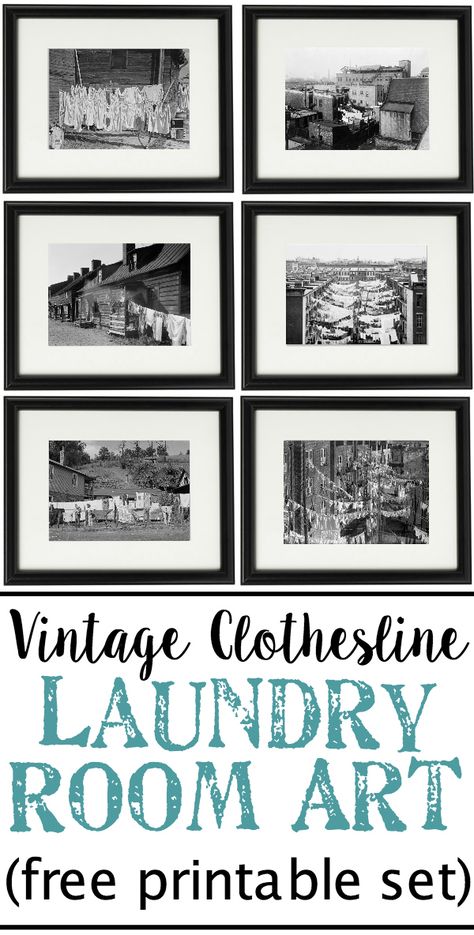 Vintage Clothesline Laundry Room Art Printable Set | blesserhouse.com - A free downloadable printable set of 6 vintage black & white clothesline cityscape and countryscape photos perfect for framing in a laundry room. Laundry Room Printables, Laundry Storage Ideas, Laundry Room Storage Ideas, Laundry Clothesline, Laundry Art, 3d Templates, White Laundry Rooms, Vintage Laundry Room, Laundry Room Art