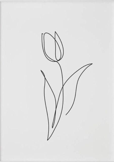 Tulips Fine Line Tattoo, Tulip Line Work Tattoo, Small Tattoos Simple Aesthetic, One Line Tulip Drawing, Tulip Tattoo Small Simple, Tulip Simple Tattoo, Linework Tulip Tattoo, Tulip One Line Tattoo, Tulips Tattoos For Women