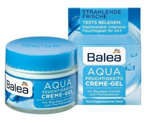 Balea Aqua Moisture Creme Gel Very Dry Skin Moisturising Algae Extract 50 ml Freshness experience with Swiss thermal water and blue algae extract: Balea Aqua Moisturising Creme Gel supports the skin’s own water channels. Your skin is immediately and intensively moisturised – for 24 hours. The formula nourishes and regenerates the skin. The UV protection system protects the skin from premature skin ageing caused by light. • Skin type: Dry skin, Very Dry Skin • Without paraffins, mineral oils, parabens, silicones, PEG / PEG derivatives, nanoparticles and aluminum salts (ACH) • Vegan PAYMENT INFORMATION                                PayPal -We prefer payment by verified PayPal accounts with a confirmed address.So, please make sure you verify your address with PayPal to avoid any delays in pr Foot Cream, Cc Cream, Ogx Coconut Milk, Rimmel Mascara, Blue Algae, Aftershave, Epilator, Skin Care Moisturizer, Tea Tree Oil