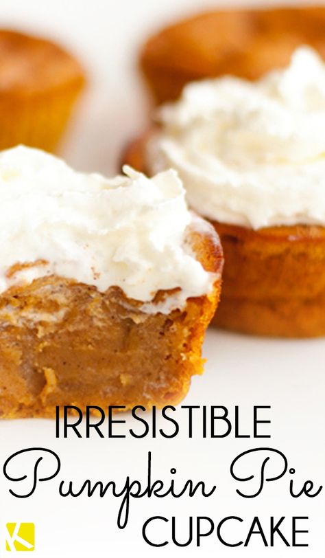 Impossible Pumpkin Pie Cupcakes, Pumpkin Pie Cupcakes Recipe, Impossible Pumpkin Pie, Pumpkin Pie Cupcakes, Pie Cupcakes, Pie Pops, Easy Pumpkin Pie, Pumpkin Desserts, Christmas Menu