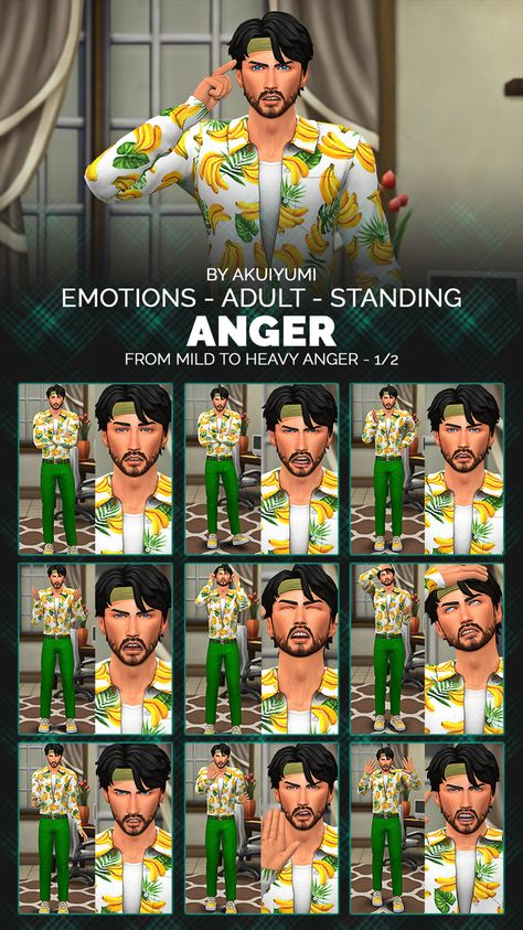 Sims 4 Emotions Poses, Sims 4 Emotion Poses, Sims 4 Emotions, Angry Expression, 4 Poses, Anger Issues, Sitting Poses, The Sims4, Sims Mods