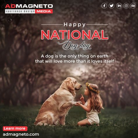 International Dog Day aims to raise awareness about dog adoption and the importance of providing rescue dogs with a safe and loving environment. Dogs might be in just a small part of our lives, but to them, we are their whole life. Visit us - https://bit.ly/3xdcY1D #AdMagnetoMedia #admagneto #internationaldogday #dogsofinstagram #awareness #adopt #puppylove #creativeagency #onlinemarketing #entrepreneur #MediaPlanning #digitaladvertising #digital #media #agency #advertisingagency #onlineb Happy National Dog Day, International Dog Day, National Dog Day, Media Planning, Dog Day, Media Agency, World Environment Day, Environment Day, Digital Advertising