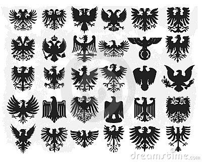 Silhouettes of heraldic eagles isolated on white background. German Eagle Tattoo, German Symbols, Heraldic Eagle, Eagle Symbol, German Eagle, Heraldry Design, Eagle Tattoos, Eagle Design, Classic Tattoo