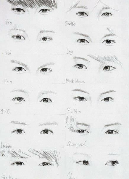 Exo eyes FanArt, sooo amazing! Exo Eyes, Exo Drawing, Exo Art, Exo Fan Art, 얼굴 그리기, Types Of Eyes, Drawing Exercises, Kpop Drawings, Korean Art