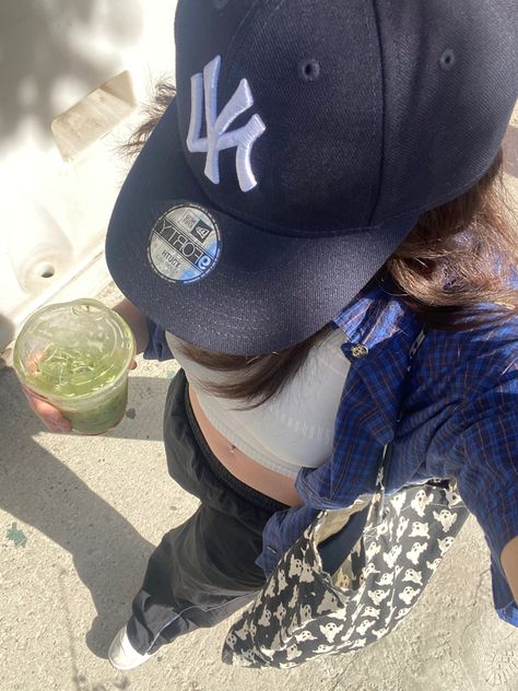 fit check, outfit inspo, city girl, yankees cap, flannel shirt City Girl Aesthetic, Check Outfit, Yankees Cap, Ny Trip, Bleachers, City Girl, Fit Check, Flannel Shirt, Vision Board