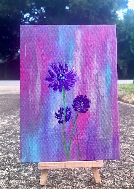 Paintings With Purple Backgrounds, Purple Background Painting, 30 Day Painting Challenge, Flower Backround, Write Inspiration, Lavender Paint, Painting Challenge, Dark Purple Background, Day Painting