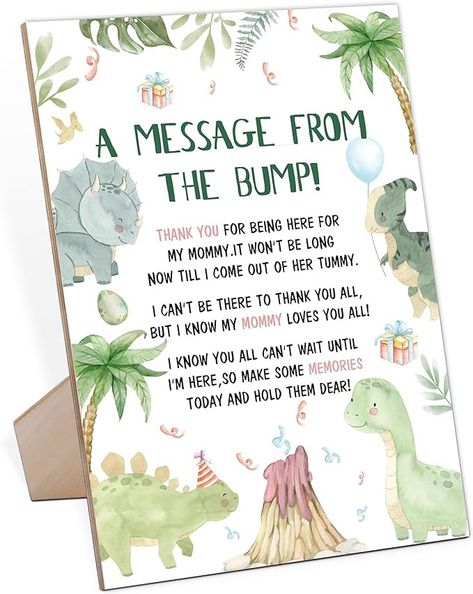 Amazon.com: Baby Shower Game for A Message From The Bump,Wooden Baby Shower Game Sign With Stand,Dinosaur Baby Shower Table Decoration,Baby Shower Welcome Sign,Party Favors Supplies,Gender Reveal Ideas,-7 : Home & Kitchen Baby Showers For Boys Theme, Dinosaur Themed Gender Reveal, Dinosaur Shower Ideas, Dinosaur Baby Shower Favors, Dinosaur Gender Reveal Ideas, Dino Themed Baby Shower Ideas, Boy Baby Shower Dinosaur Theme, Baby Boy Dinosaur Shower Ideas, Dino Theme Baby Shower Ideas