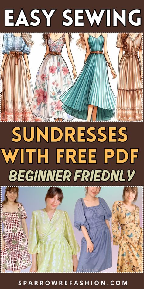 Easy Sundress Pattern, Sundress Sewing Patterns, Summer Dress Sewing Patterns, Dress Sewing Patterns Free, Sundress Pattern, Summer Dress Patterns, Summer Sewing, Dress Patterns Free, Diy Sewing Pattern