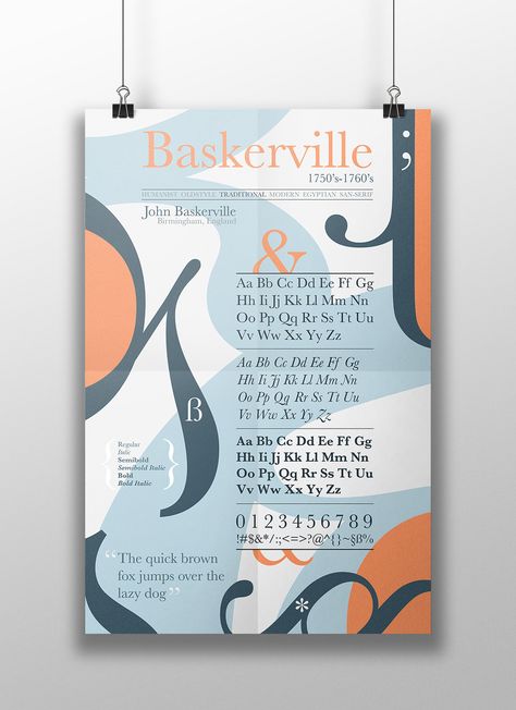 Typeface Design Poster, Typography Font Poster, Typeface Poster Design, Baskerville Poster, Type Design Poster, John Baskerville, Font Poster Design, Baskerville Font, Typeface Poster