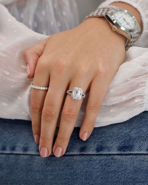 White Gold Solitaire, Gold Solitaire Ring, Moissanite Diamond Rings, Forever One Moissanite, Round Rings, Split Shank, Radiant Cut, Pretty Rings, Diamond Halo