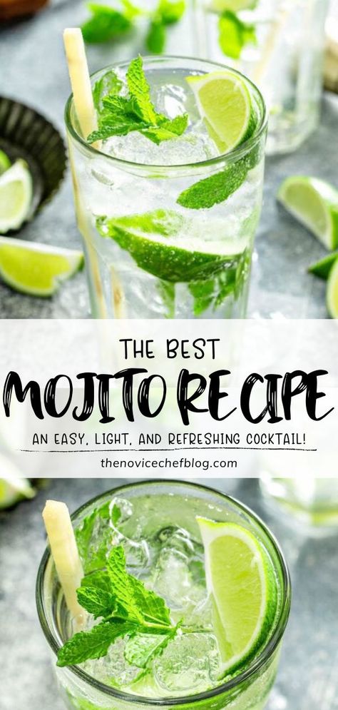 Easy Mojito, Best Mojito Recipe, Mojito Recipe, Boozy Drinks, Cocktail Recipes Easy, Fancy Drinks, Mixed Drinks Recipes, Cocktail Drinks Recipes, Drinks Alcohol