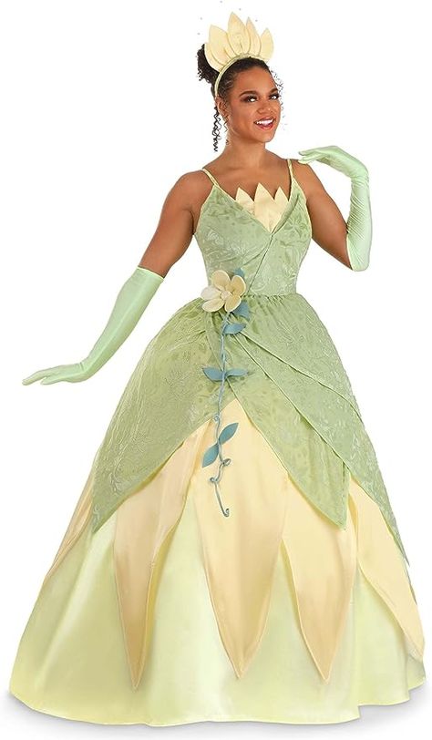 Amazon.com: Disney's Princess and the Frog Deluxe Tiana Costume Adult - L : Clothing, Shoes & Jewelry Princess Tiana Costume, Tiana Costume, Tiana Dress, Disney Princess Cosplay, Fun Costumes, Frog Costume, Princesa Tiana, Disney Princess Tiana, Frog Princess