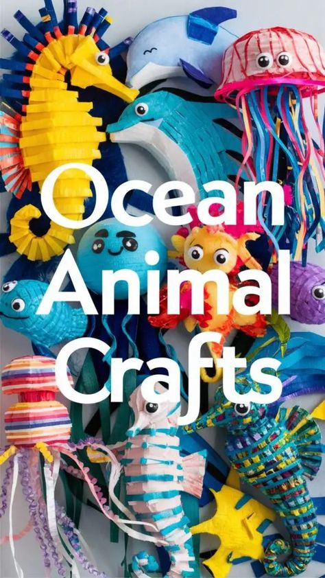 5 Fin-tastic Ocean Animal Crafts for the Craftiest Catch! - Fabricerie Diy Sea Life Crafts, Ocean Animal Paintings Easy, Paper Sea Creatures, Sealife Craft, Sea Creature Crafts, Diy Sea Creatures, Sea Horse Craft, Ocean Animals Crafts, Ocean Themed Crafts