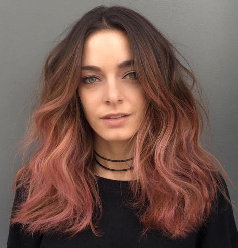 Balayage, Rose Gold Ombre Hair, Gold Ombre Hair, Unusual Hair Colors, Red Balayage Hair, Gold Balayage, Rose Gold Balayage, Rose Gold Ombre, Ombre Rose