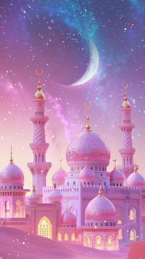 Ramadan architecture building outdoors | premium image by rawpixel.com / Darakoon Jaktreemongkol Islamic Buildings Architecture, Pink Mosque Wallpaper, Pink Islamic Wallpaper, Islamic Background Images, Crescent Moon Background, Ramadan Mubarak Background, Wallpaper Mosque, Ramadan Wallpaper Hd, Iphone Wallpaper Galaxy