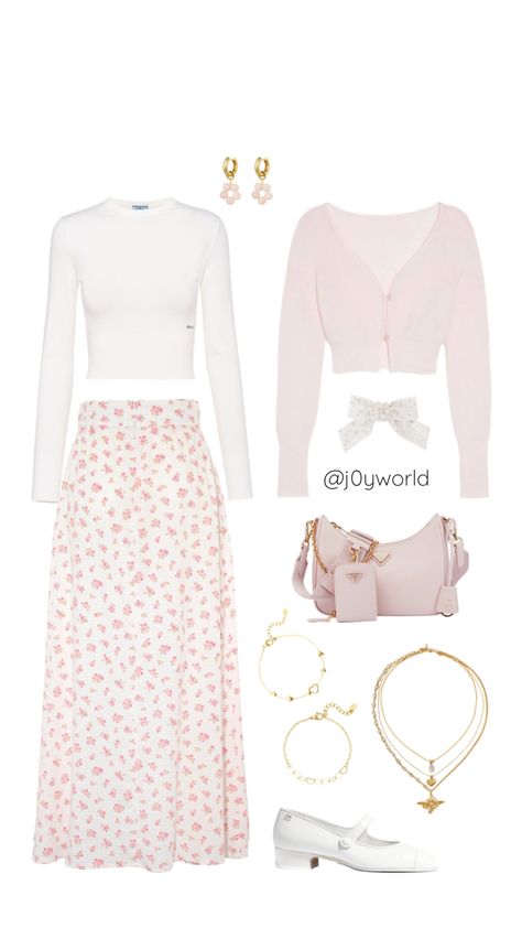 @j0yworld #pink #outfitinspo #pinkaesthethic #prada #pradabag #maryjane Pink Work Outfit, Modest Girly Outfits, Stile Blair Waldorf, Modesty Outfits, Cute Modest Outfits, Pretty Fashion, Easy Trendy Outfits, Elegantes Outfit, Modest Fashion Outfits