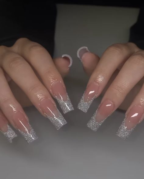 Scotland Nails, Sqaure Nails, Luv Nails, Glitter French Tips, Transparent Nails, French Tip Acrylic Nails, Polygel Nails, Short Square Acrylic Nails, Coffin Nails Long