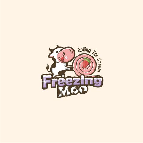 Cow rolling an ice cream logo. Ice Cream Logo, Logo Design Set, Simple Business Cards, Doodle Coloring, Free Business Cards, Mascot Design, What Is Your Favorite, Logo Food, Character Sketch