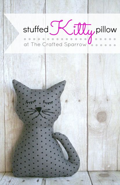 This Stuffed Kitty Pillow is an easy project to make as a gift for someone you love, perfect for cuddling. Sewing Tutorials, Kitty Pillow, Arch Of Titus, Stuffed Cat, Diy Fabric Crafts, Cat Pillow, Diy Fabric, Fabric Crafts, Dinosaur Stuffed Animal