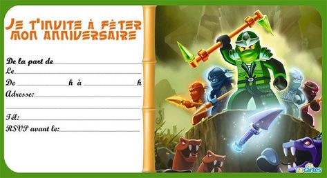 Ninjago Invitations, Lego Card, Lego Ninjago Party, Lego Knights, Ninjago Birthday, Ninjago Party, Ninjago Kai, Carton Invitation, Lego Party