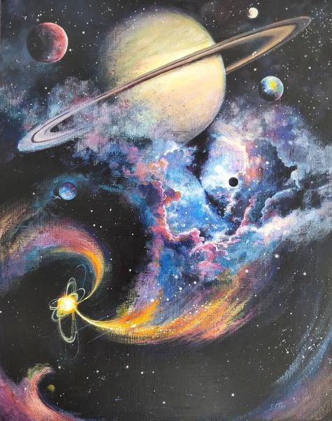 Galactic Aesthetic, Planet Painting, Planet Drawing, Space Drawings, Arte Peculiar, Space Painting, Planets Art, Galaxy Painting, Galaxy Art