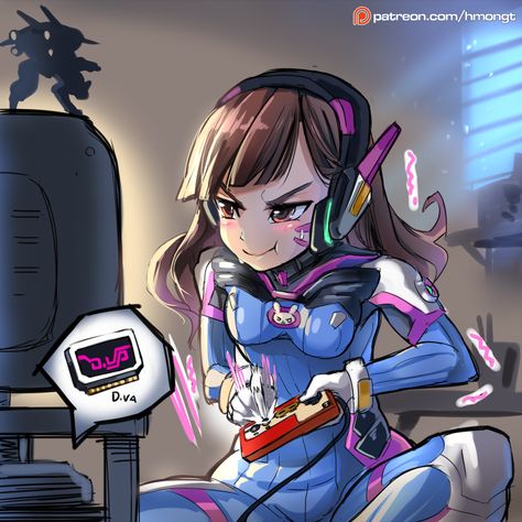 I PLAY TO WIN | HmongT on Patreon Art, Anime, Headphones, Neon, Neon Art, Overwatch, A Girl, Computer