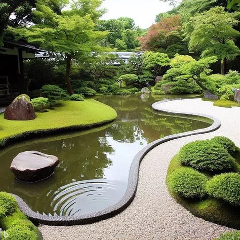 Modern Pond, Pond Design Ideas, Koi Pond Design, Fish Pond Gardens, Zen Rock Garden, Japanese Garden Landscape, Garden Pond Design, Natural Landscaping, Zen Garden Design