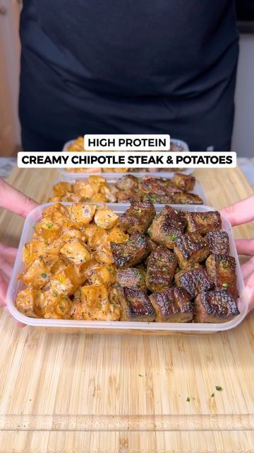 Low Cal Steak Dinner, Men’s High Protein Meal Prep, Creamy Chipotle Steak And Potatoes, Protein Meals For Men, Men Meal Prep For The Week, High Protein Meals With Potatoes, High Fat High Protein Meals, High Protein Steak Meals, High Protein Steak Dinner