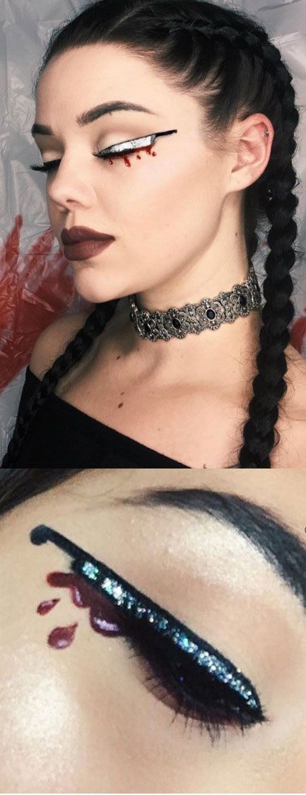 Knifeliner is the new Instagram makeup trend for Halloween that's gory AF Lauren Turner, Make Up Diy, Makeup Doll, Halloween Make-up Looks, Halloweenský Makeup, Halloween Instagram, Halloween Eye Makeup, Mode Tips, Halloween Makeup Inspiration