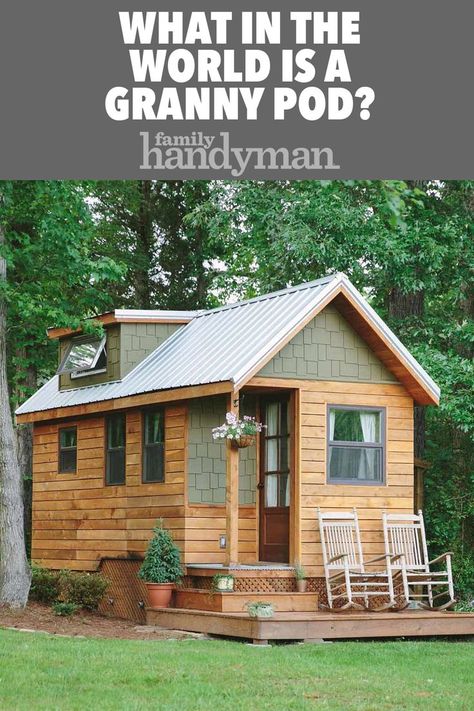 Granny Pods Backyard Cottage Floor Plans, Granny Shed Guest Houses, Small Granny Flat Ideas, Granny Pods Backyard Cottage, Southern Living Cottage, Grandma Pods, Granny Pods Floor Plans, Granny Flat Plans, Tiny Guest House