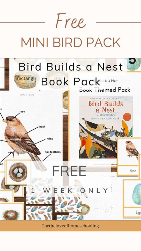 Our friends from over at for the love of homeschooling currently have a #free bird study pack for the next week only. Perfect addition to your nature studies #homeschool #naturestudy #teachingresources #printables Bird Study Homeschool, Nature Free Printables, Bird Unit Study Kindergarten, Homeschool Nature Study Free Printables, Free Homeschool Unit Studies, Free Unit Studies, Free Unit Studies Homeschool, Homeschool Printables Free, Montessori Classroom Layout